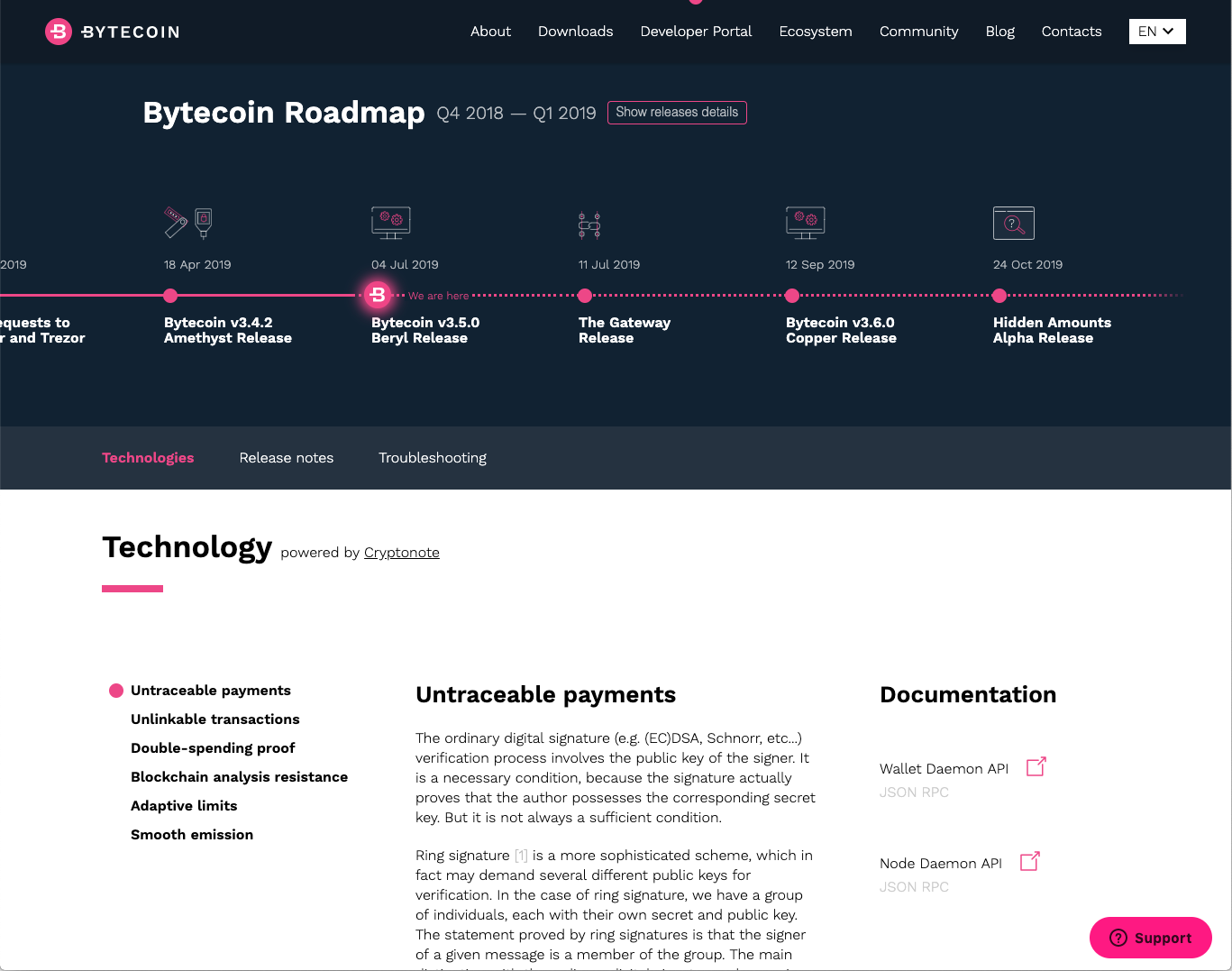 Bytecoin_Developer_Portal